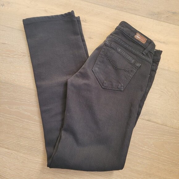 EUC Paige Jeans Women's sz 25 Black Straight Leg Low Rise Premium Denim Jeans - Picture 6 of 10